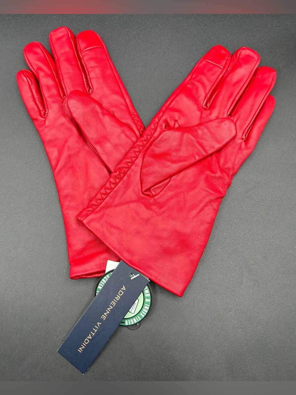 ADRIENNE VITTADINI Red Leather Gloves. Size L/XL